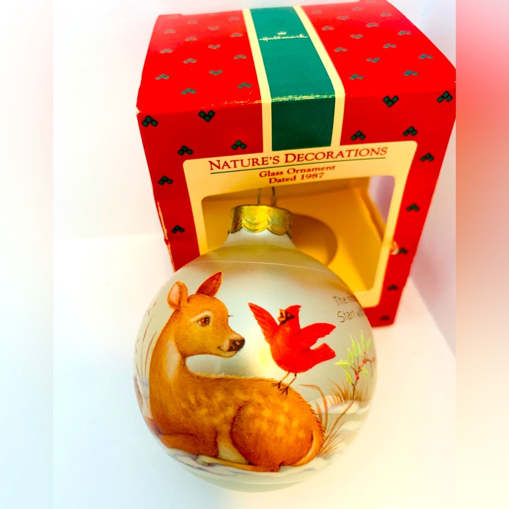 1987 Hallmark Ornament Natures Decorations Round Glass Ornament